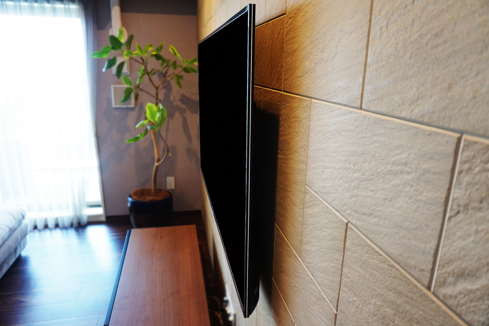 こだわりの空間には壁掛けテレビとエコカラット 画像No.2