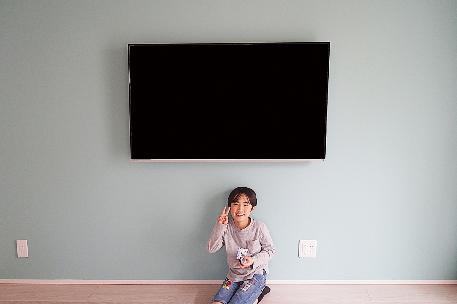 アクセントクロスの張替とテレビの壁掛けを同時施工させていただきました。 画像No.1