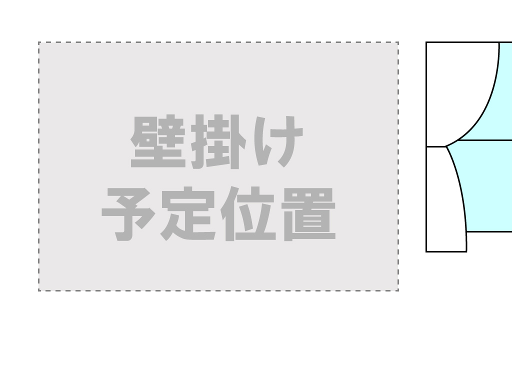 液晶テレビの壁掛け予定位置からコンセントまでの全体写真を1枚